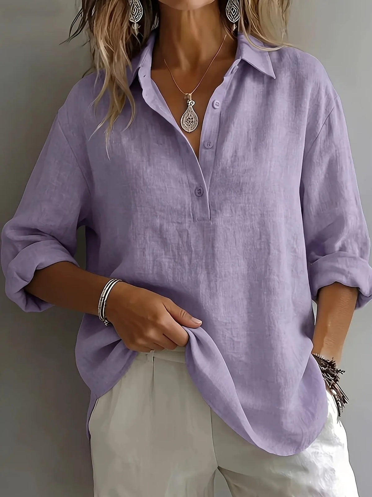 Freya | Relaxed Collared Blouse by Bellmaren
