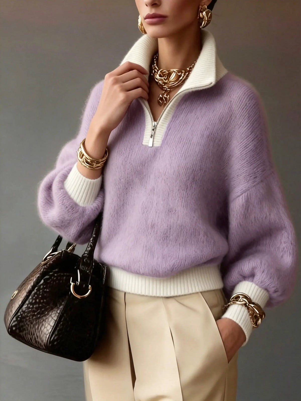 Cecily | Relaxed Half-Zip Sweater by My Store
