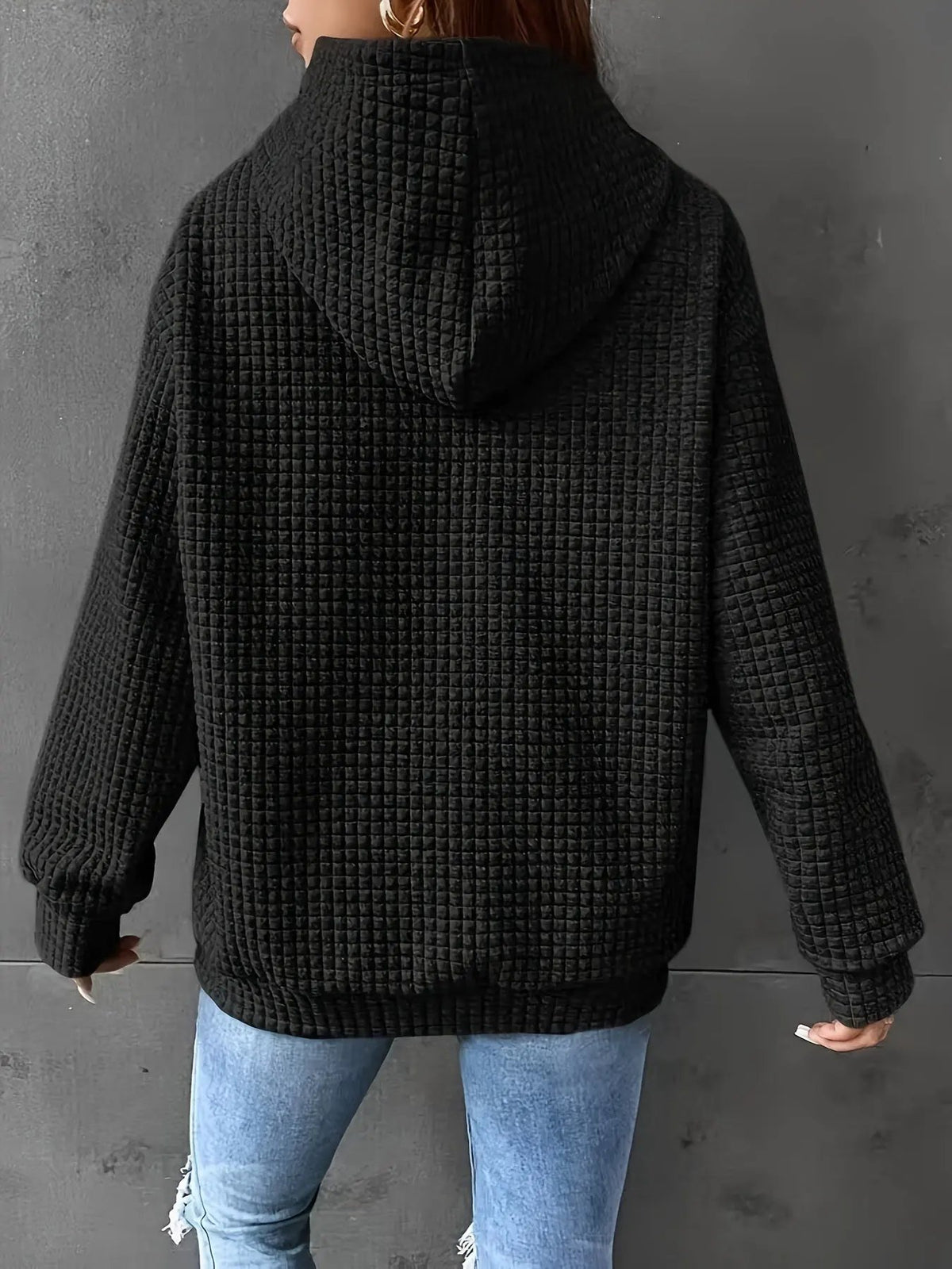 Women's Textured Hooded Top With Front Pouch-Women's Hoodies-Bellmaren-Burgundy-XL-My Store