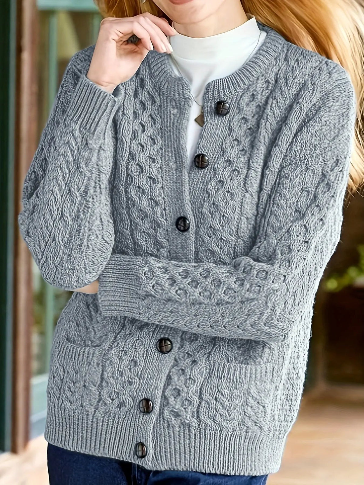 Fern | Textured Button-Front Cardigan by My Store