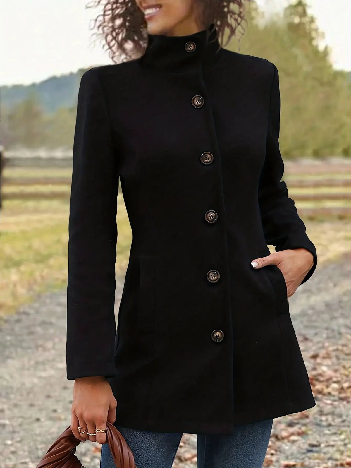 Women's Mid-Length Coat With Waist-Cinching Design-Women's Coats & Jackets-Bellmaren-Pink-S-My Store