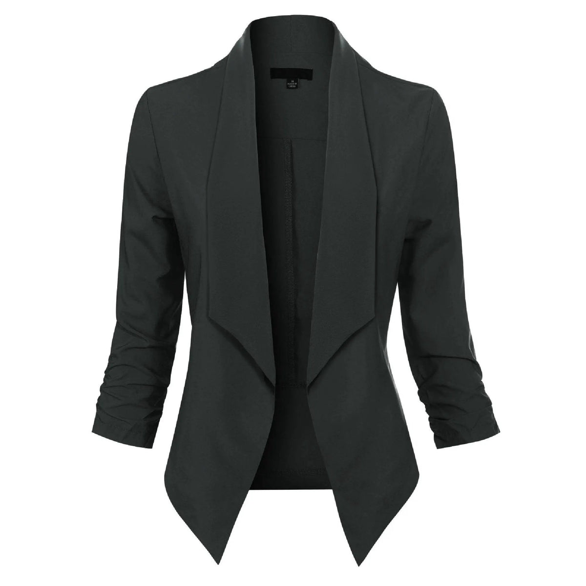 Women's Open-Front Draped Blazer With Gathered Sleeves by Bellmaren