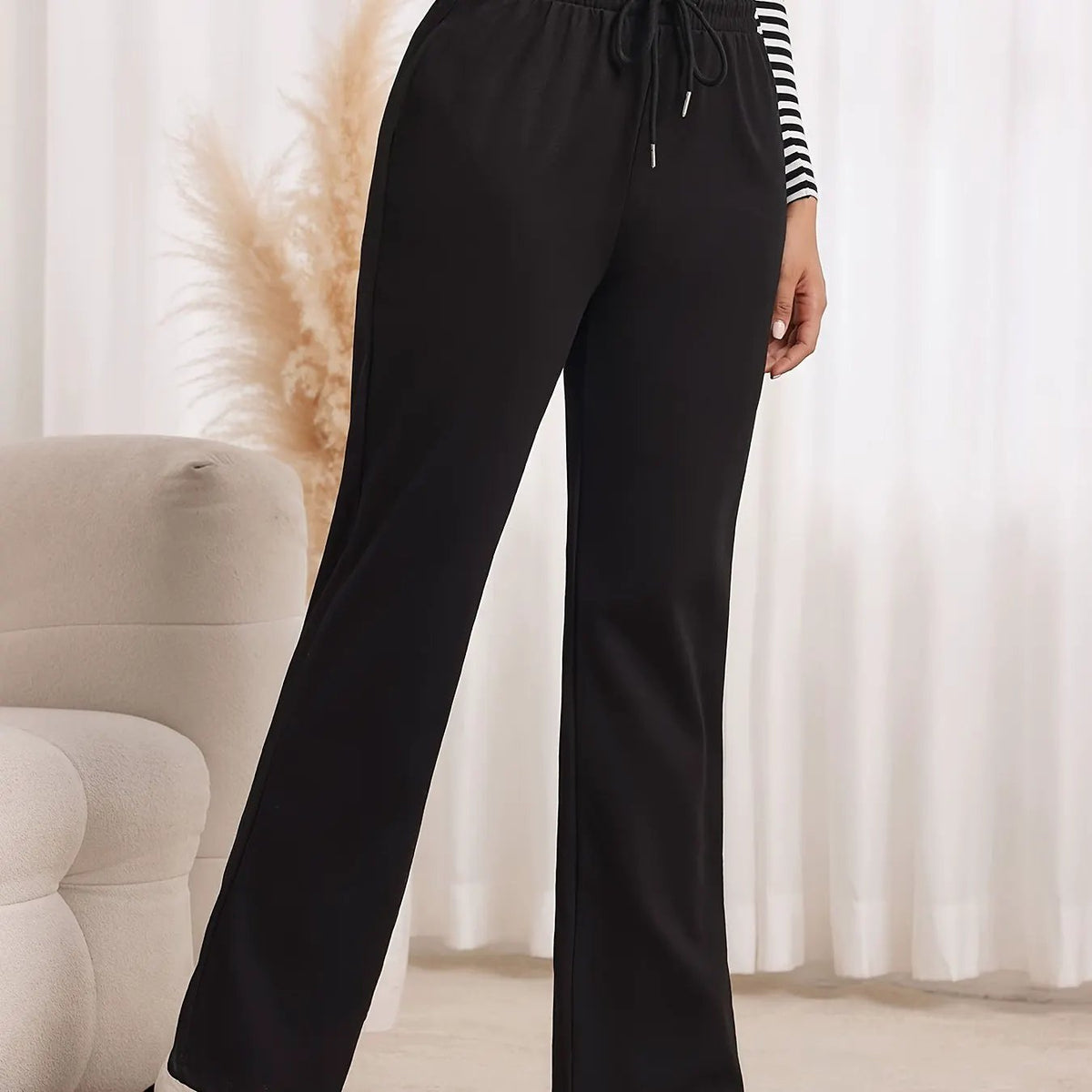 Women's Relaxed Straight-Leg Sweatpants-Women's Sweatpants-Bellmaren-Black-S-My Store