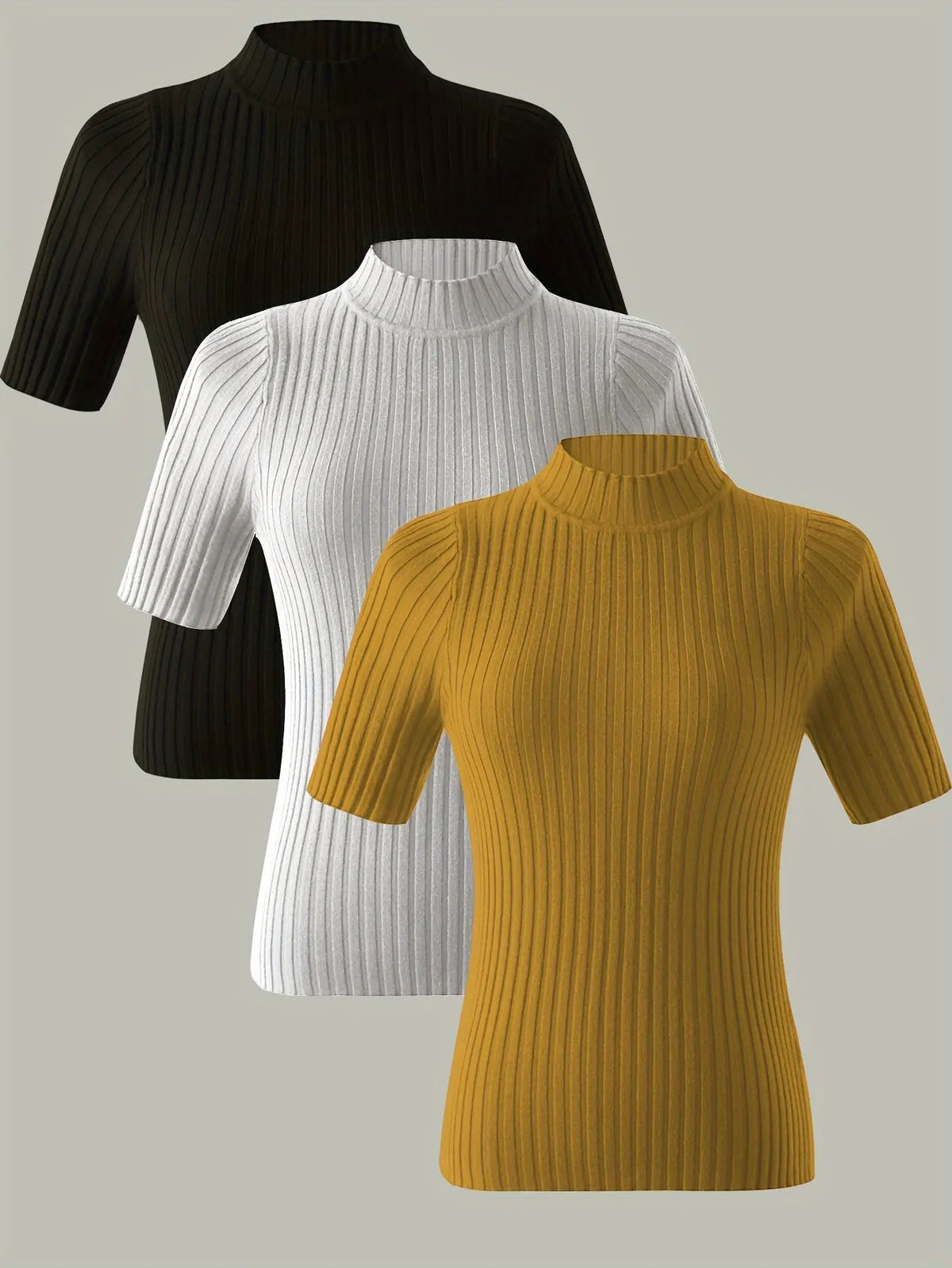 Women's Ribbed Mock Neck Top - Slim Profile-Women's Sweaters-Bellmaren-Fuchsia-One Size-My Store