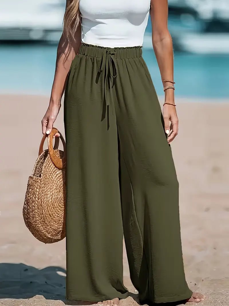 Women's Casual High-Waist Wide-Leg Trousers by Bellmaren