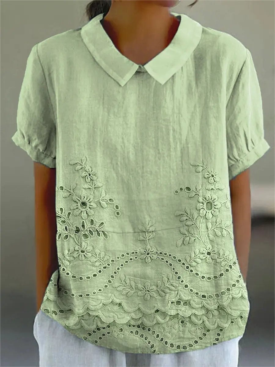 Holly | Elegant Floral Embroidered Shirt by Bellmaren