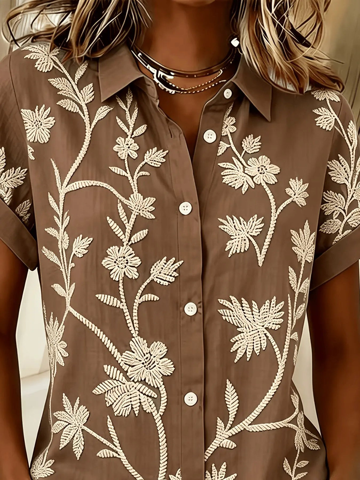 Regina | Botanical Print Shirt by My Store