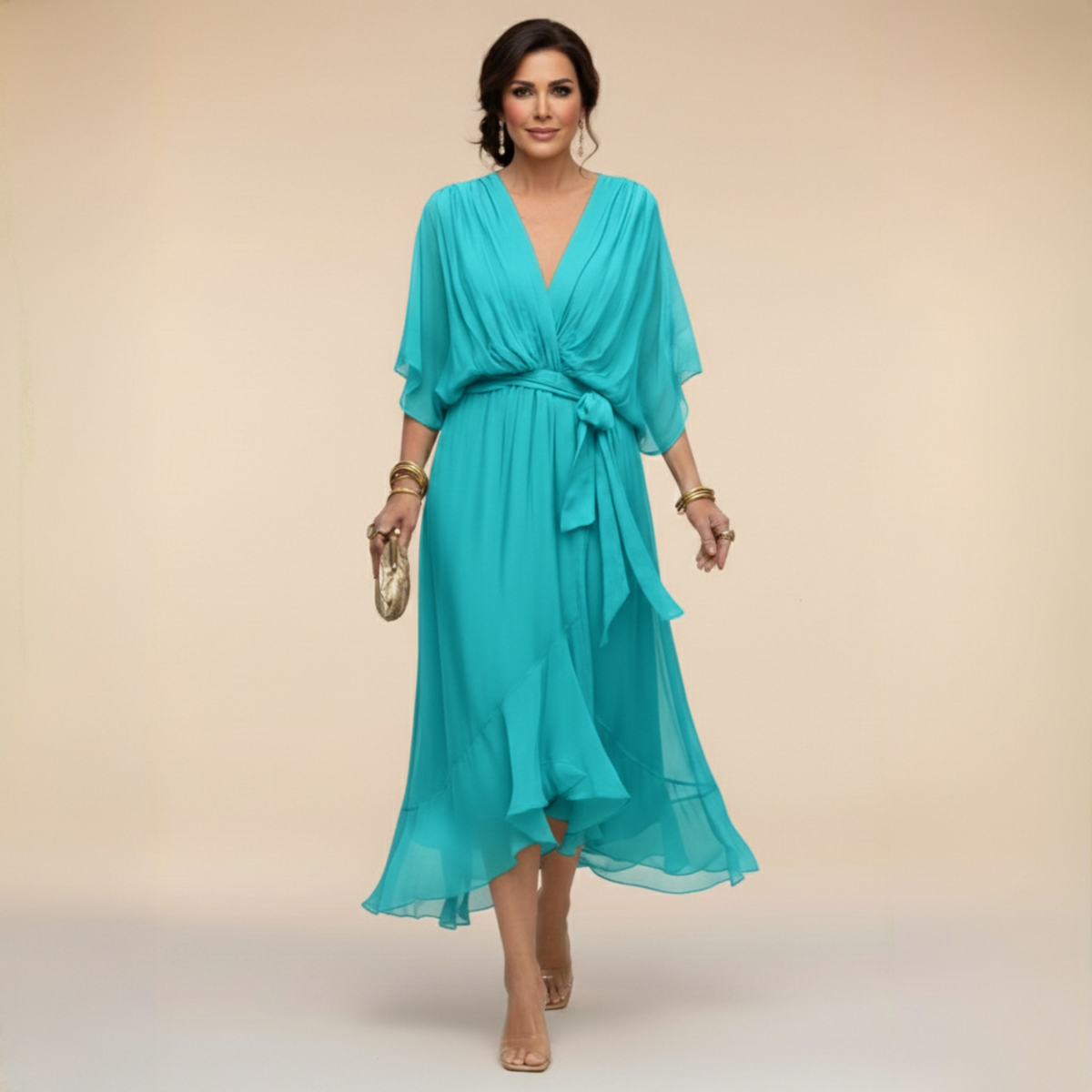 Abigail | Stylish Chiffon V-Neck Dress by My Store