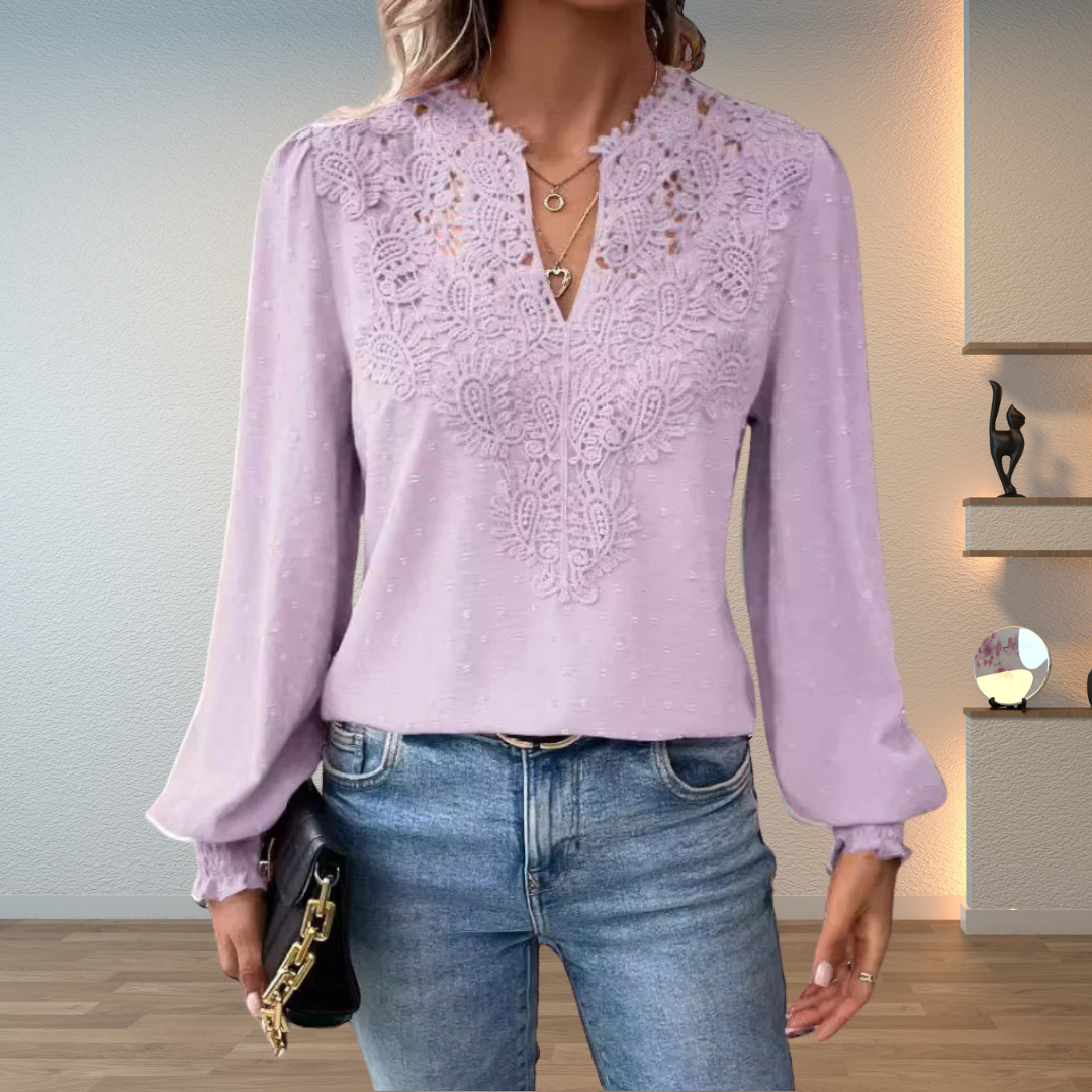 Marlene | Elegant Lace-Trim Blouse by Bellmaren