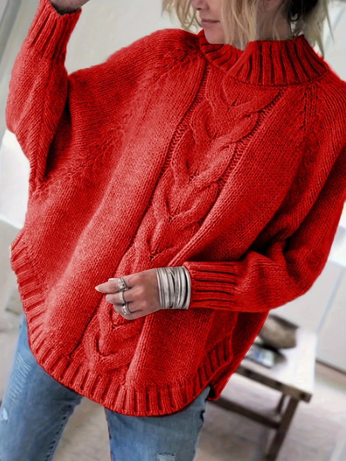 Corinne | Cozy High-Neck Cable-Knit Sweater by My Store