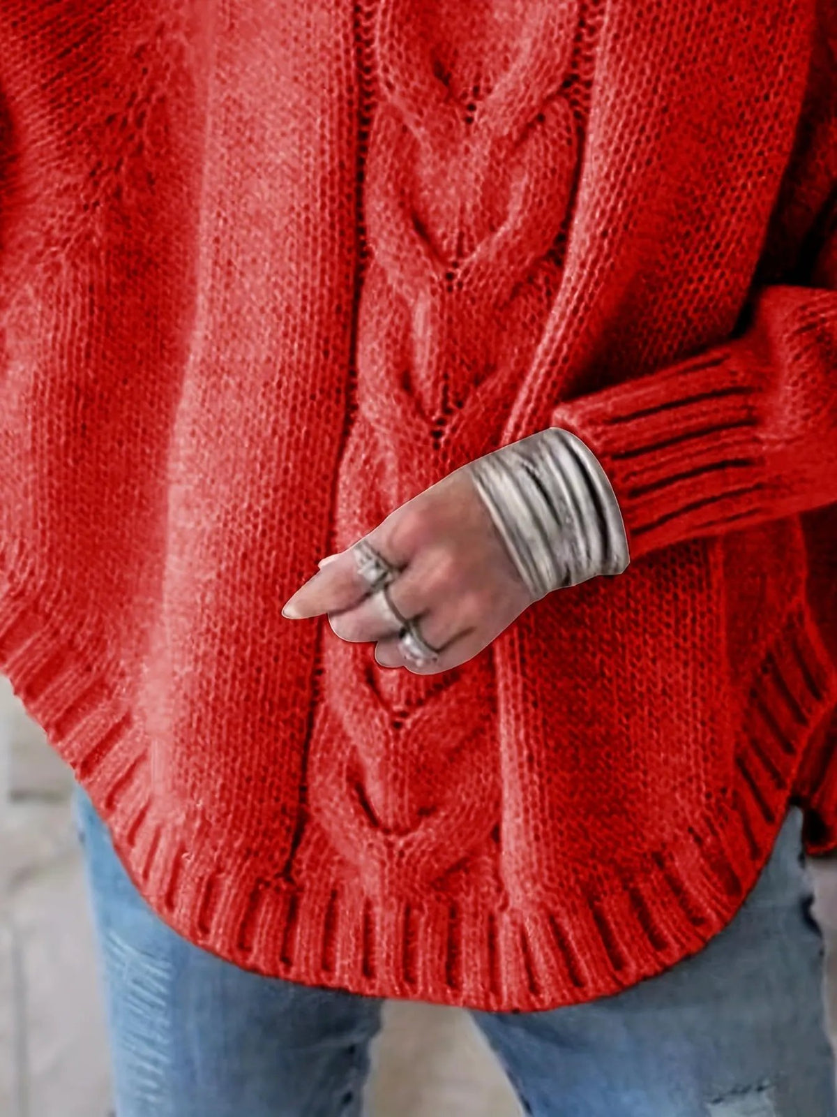 Women's Cable-Knit High-Neck Jumper - Relaxed Fit-Women's Sweaters-Bellmaren-Dark Gray-S-My Store