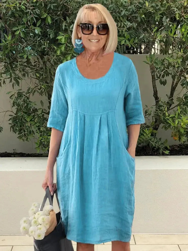 Women's Relaxed Summer Tunic Dress with Pockets by Bellmaren