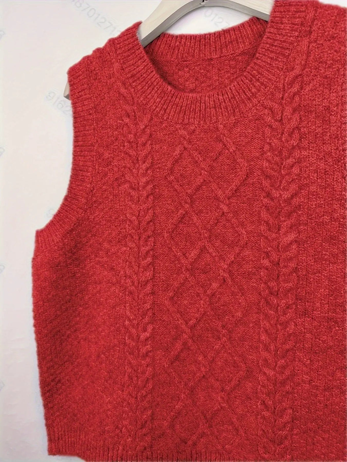 Women's Cable-Knit Sleeveless Vest / Collared Style-Women's Sweaters-Bellmaren-Yellowish-Brown-S-My Store