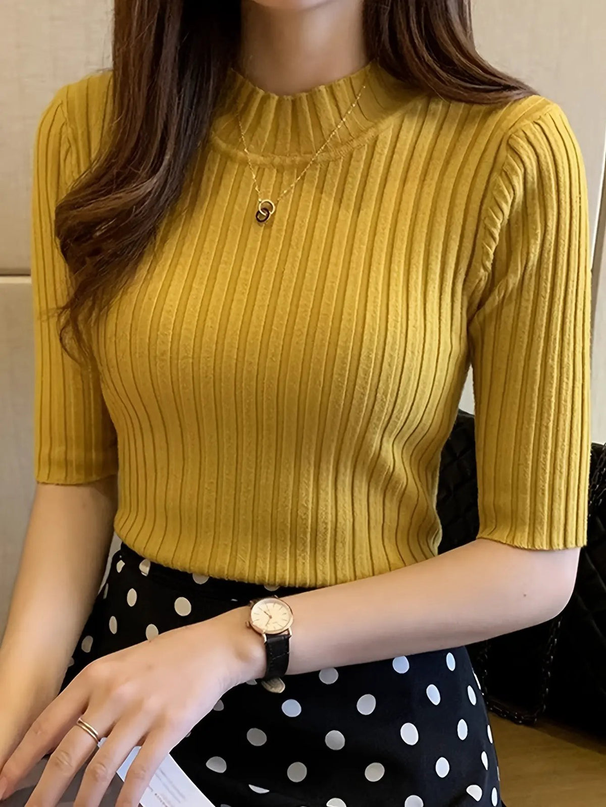 Women's Ribbed Mock Neck Top - Slim Profile-Women's Sweaters-Bellmaren-Fuchsia-One Size-My Store