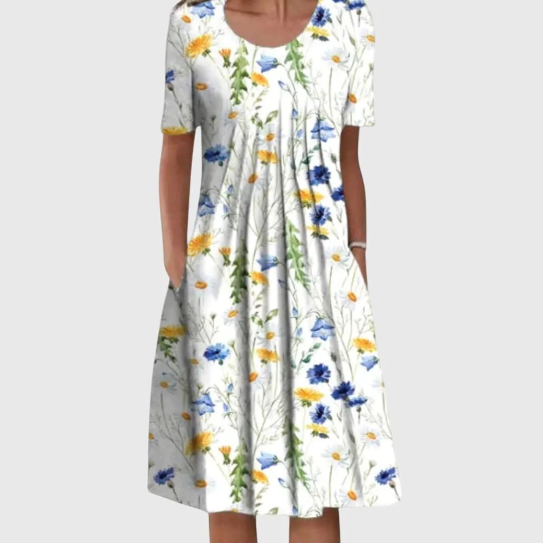 Women's Round Neck Printed Dress by Bellmaren