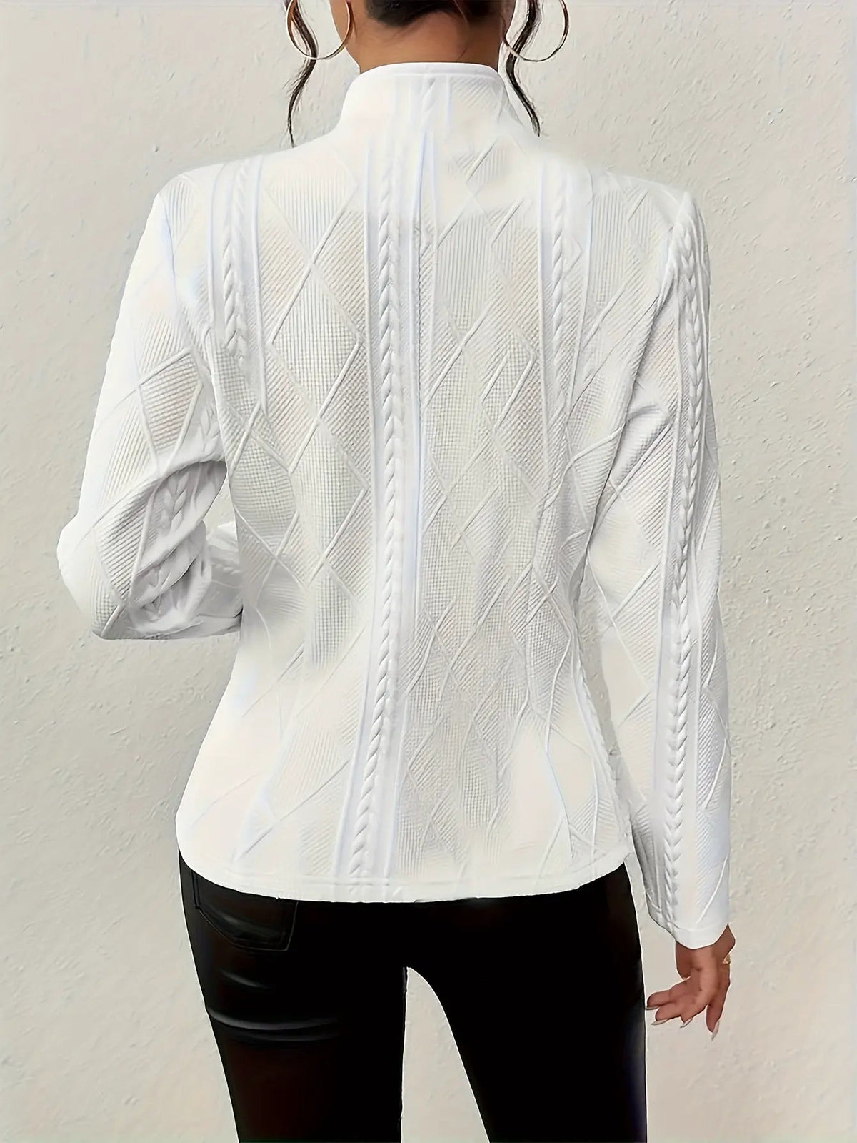 Women's Textured Waist-Defining Tailored Blazer-Women's Coats & Jackets-My Store-White-S-My Store