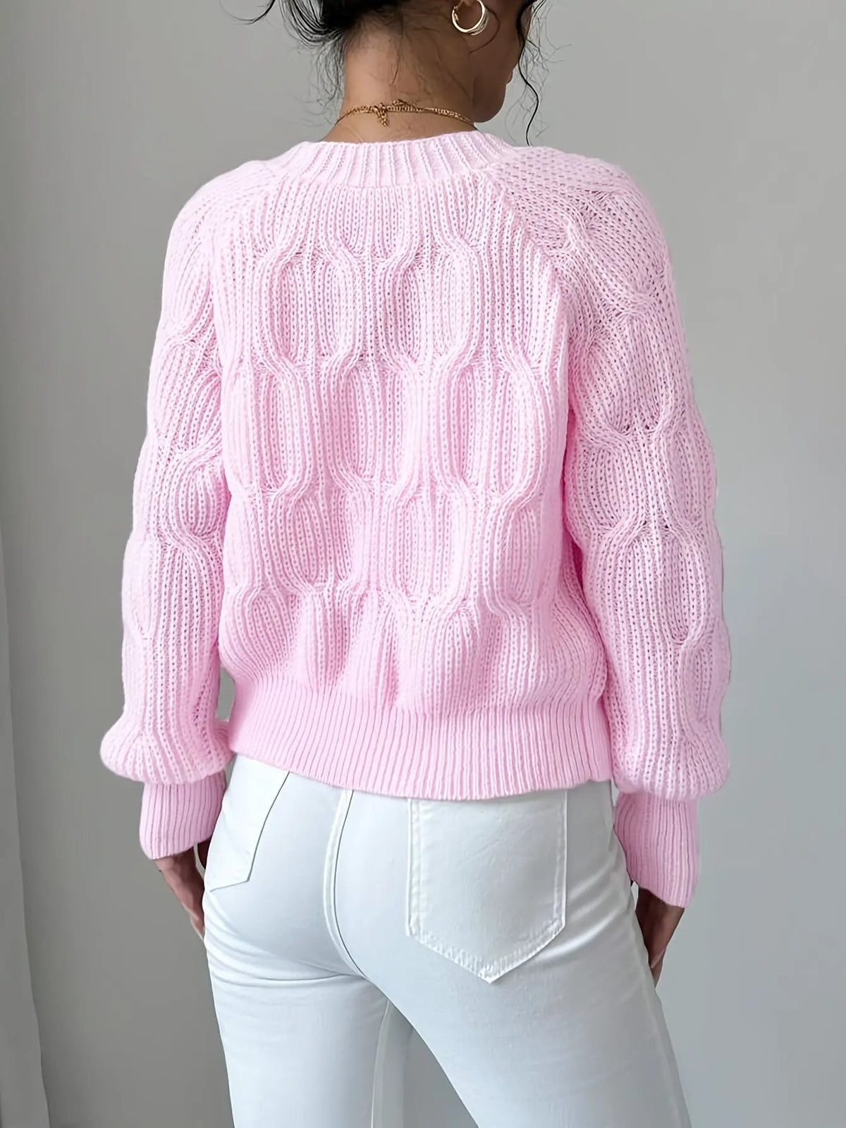 Women's Bow-Detail Long Sleeve Button Cardigan-Women’s Cardigans-Bellmaren-Pink-S-My Store