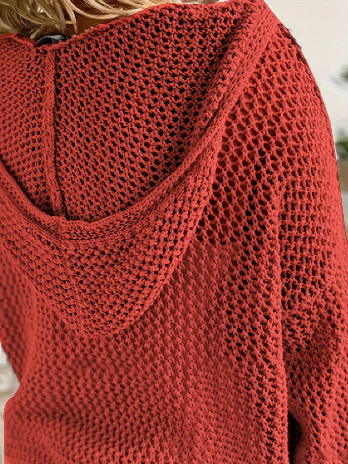 Women's Relaxed Open-Knit Hooded Sweater by Bellmaren