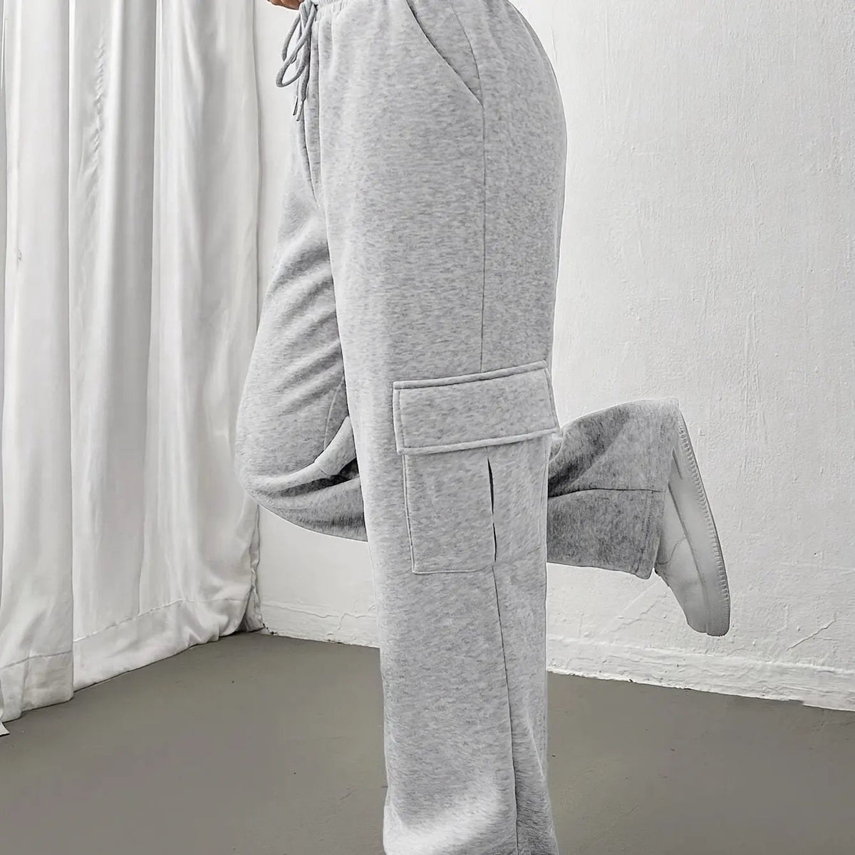Women's Relaxed Cargo Sweatpants with Deep Pockets-Women's Trousers-Bellmaren-Light Grey-S-My Store
