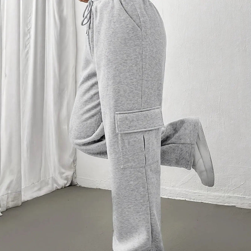Women's Fleece-Lined Cargo Joggers – Relaxed Fit, Deep Pockets
