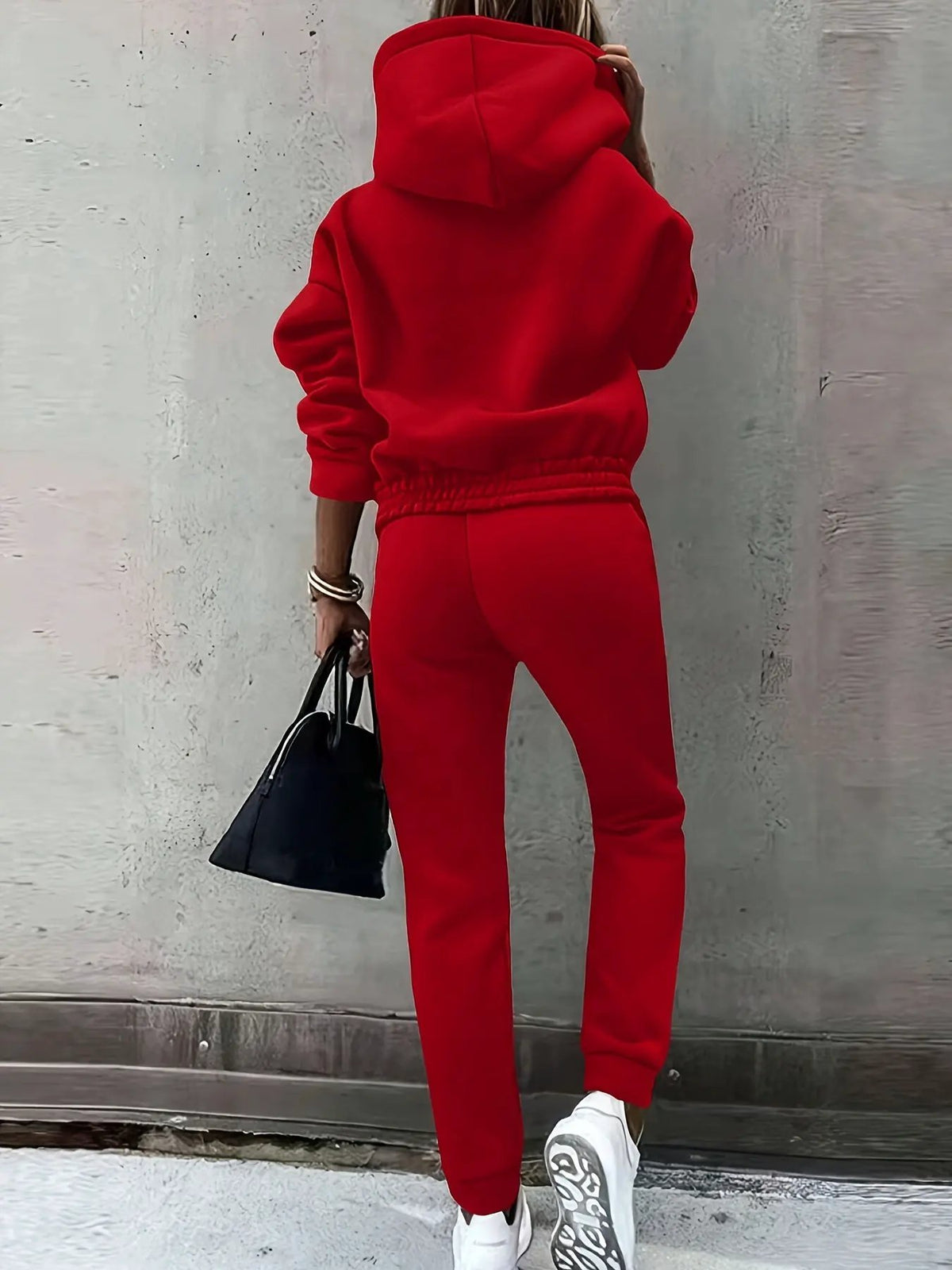 Women's Relaxed Matching Hooded Lounge Set-Women's Loungewear-Bellmaren-Red-S-My Store