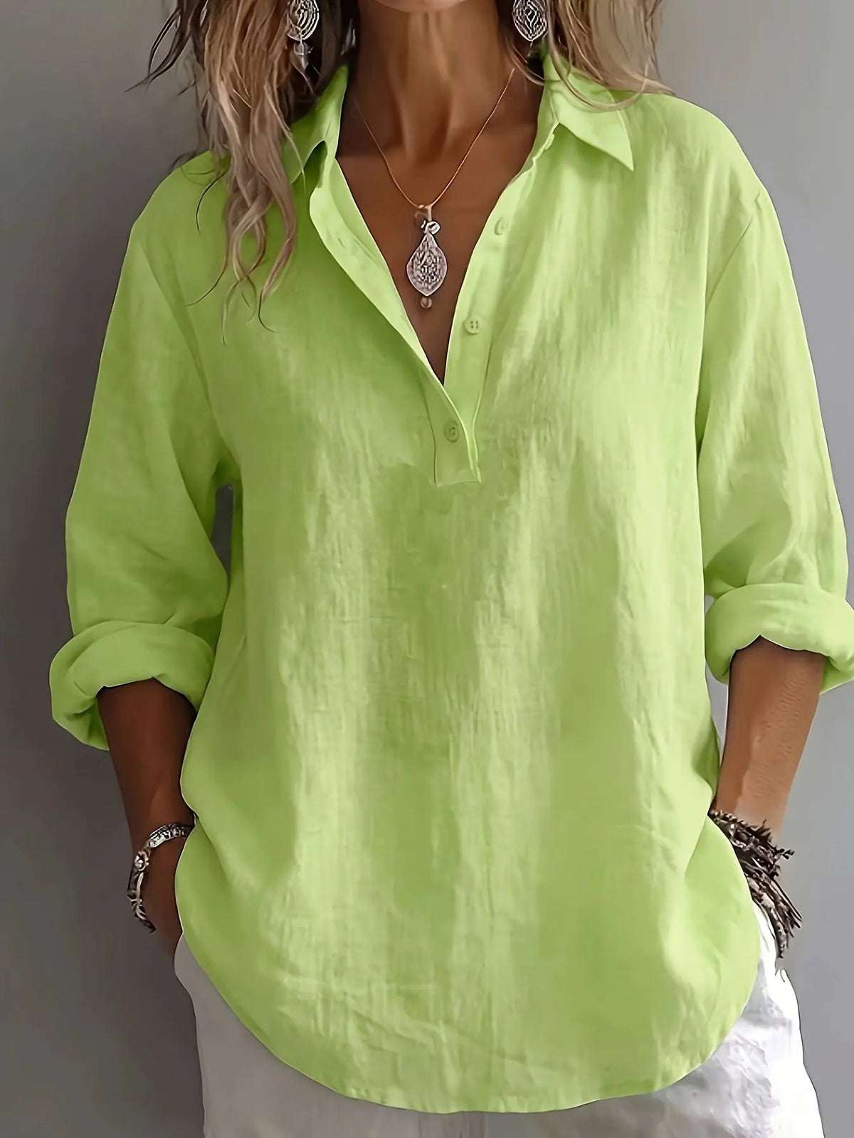 Freya | Relaxed Collared Blouse by Bellmaren