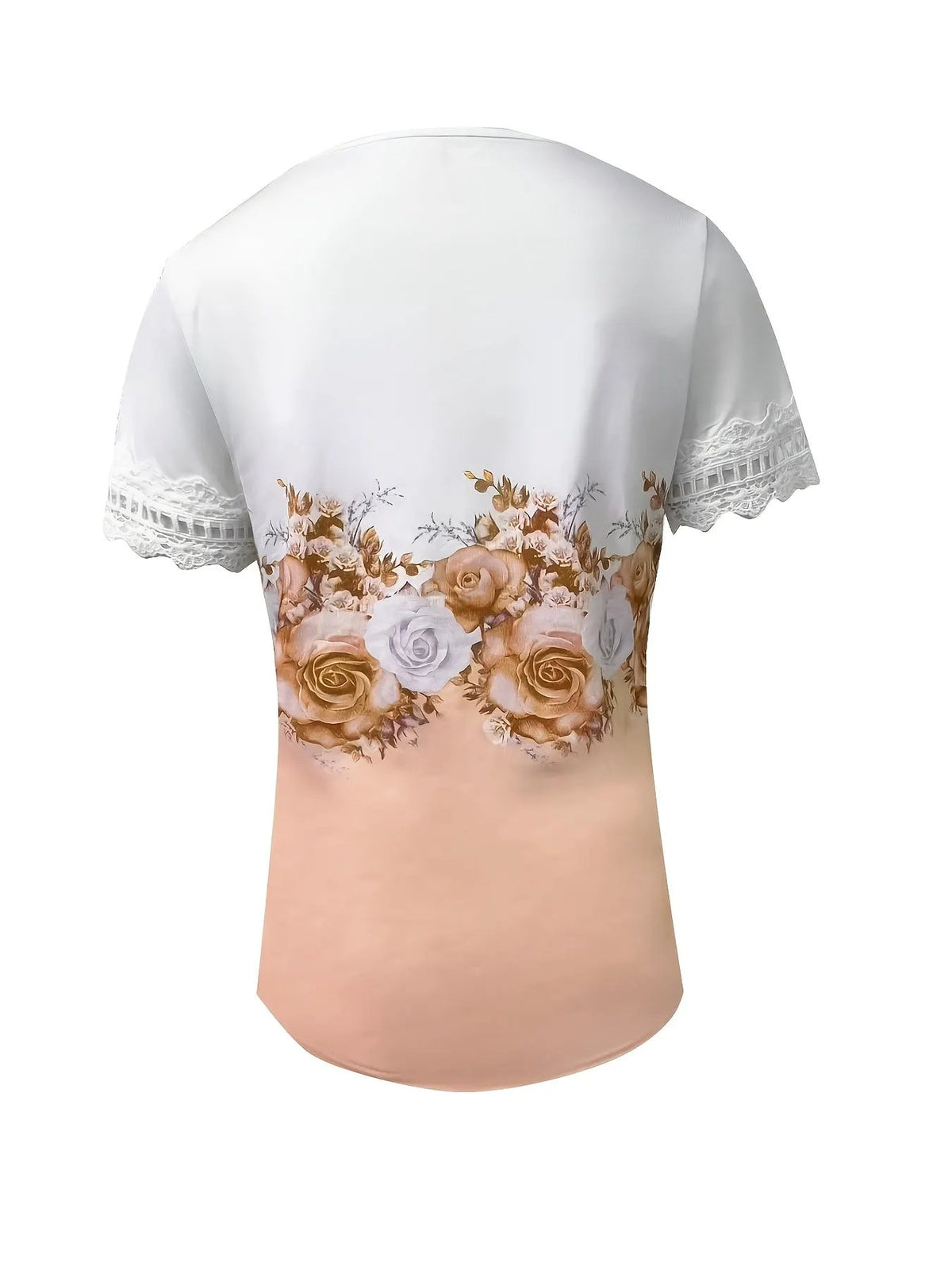 Women's Lightweight Lace Trim Floral Print Top-Women's Tops-Bellmaren-Light Green-S-My Store
