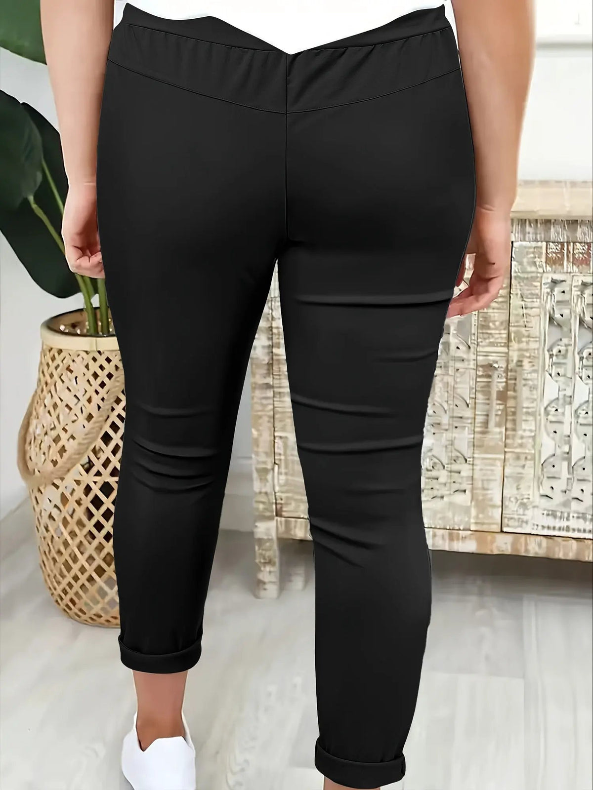 Women's Relaxed Drawstring Tapered Trousers-Women's Trousers-Bellmaren-Black-S-My Store