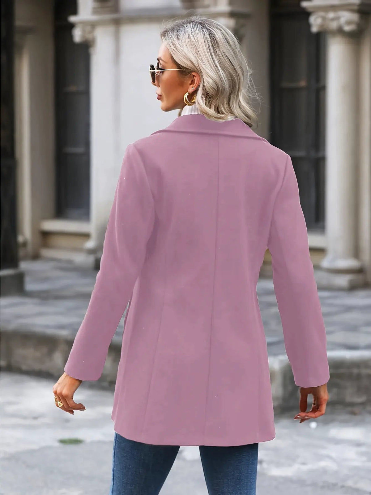 Women's Mid-Length Coat With Waist-Cinching Design-Women's Coats & Jackets-Bellmaren-Pink-S-My Store