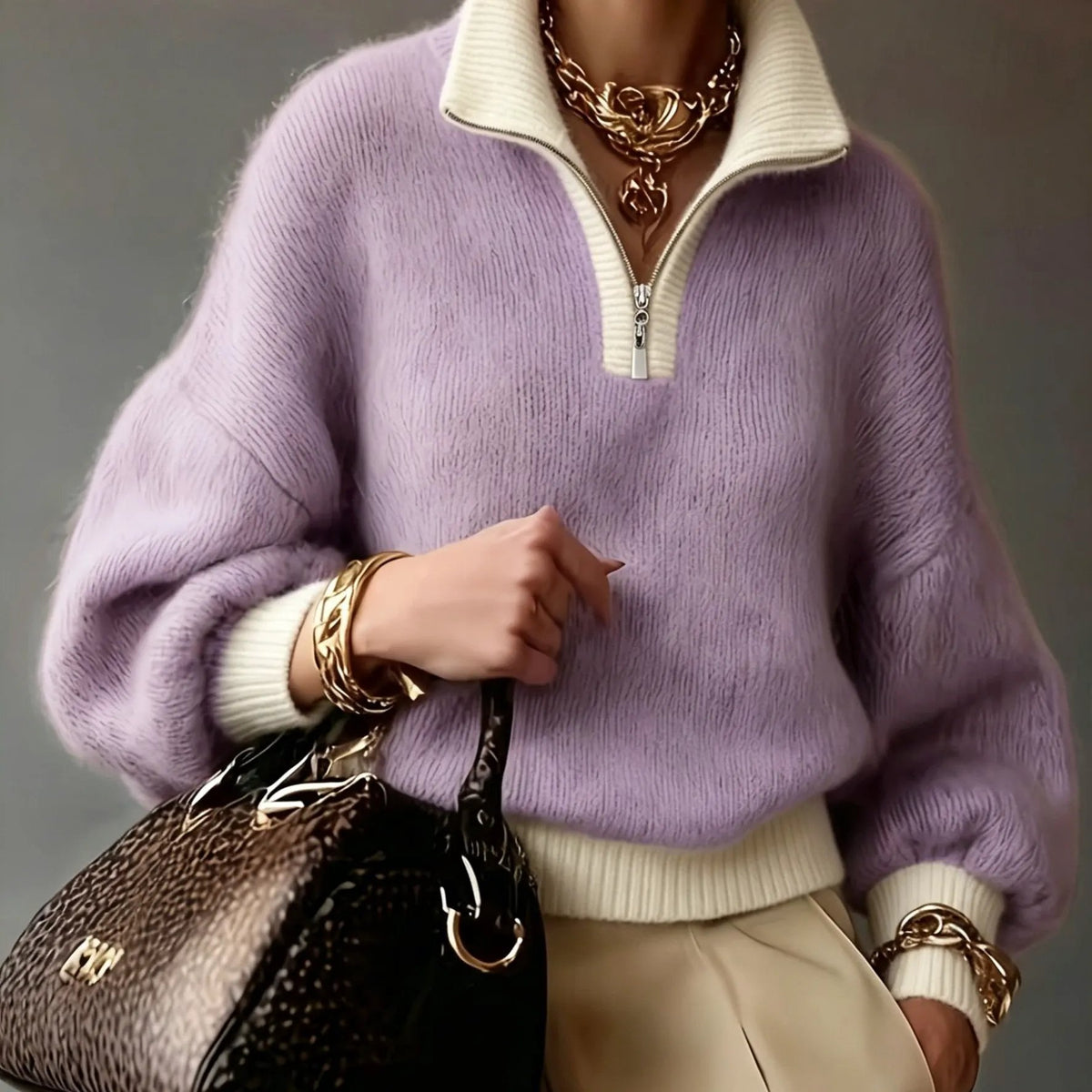 Cecily | Relaxed Half-Zip Sweater by My Store