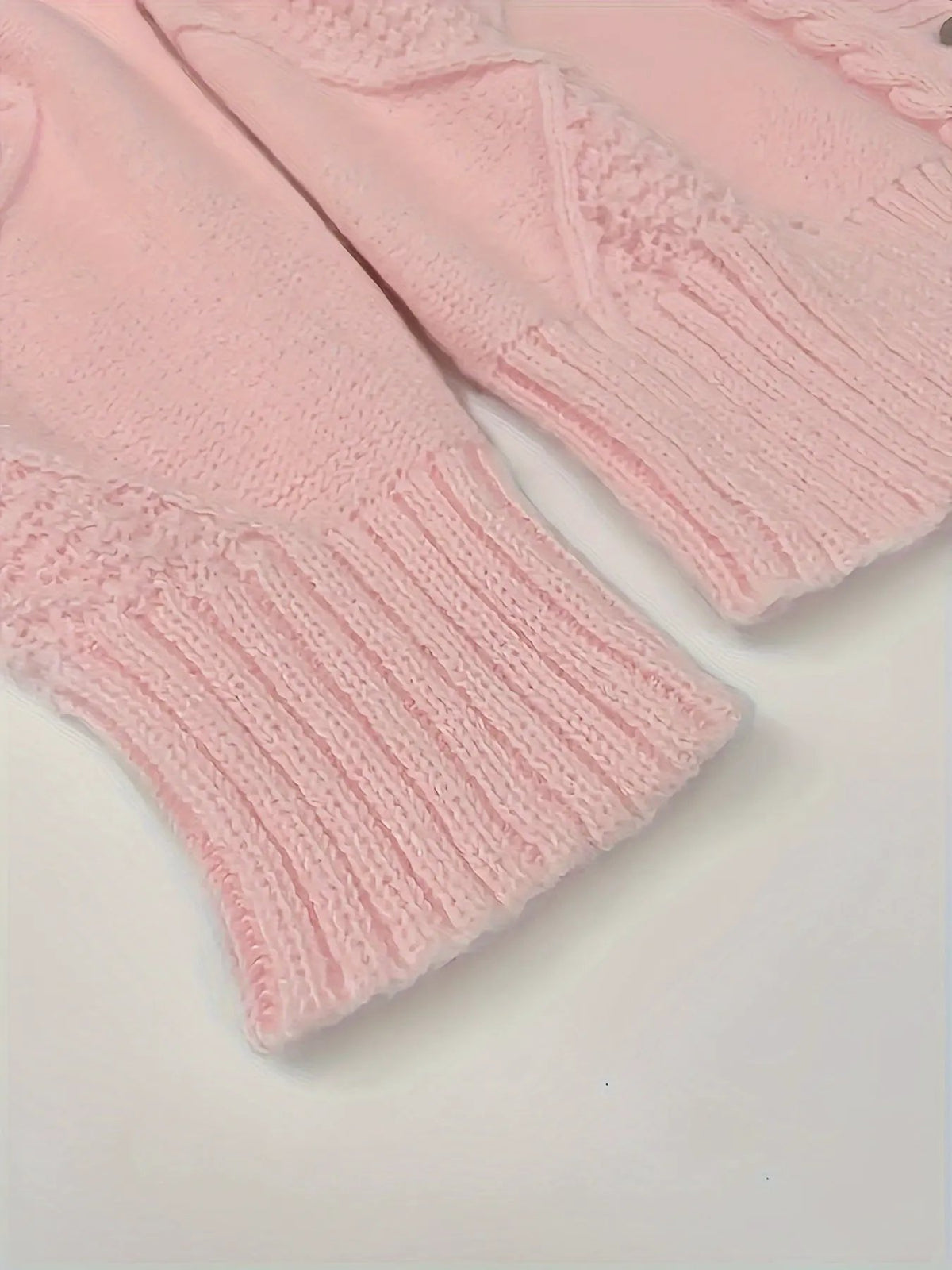 Women's Cable Knit Button Cardigan Relaxed Fit-Women’s Cardigans-Bellmaren-Pink-S-My Store