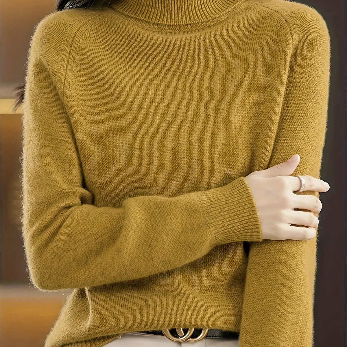 Women's Relaxed Turtleneck Jumper - Soft Everyday Knit by Bellmaren
