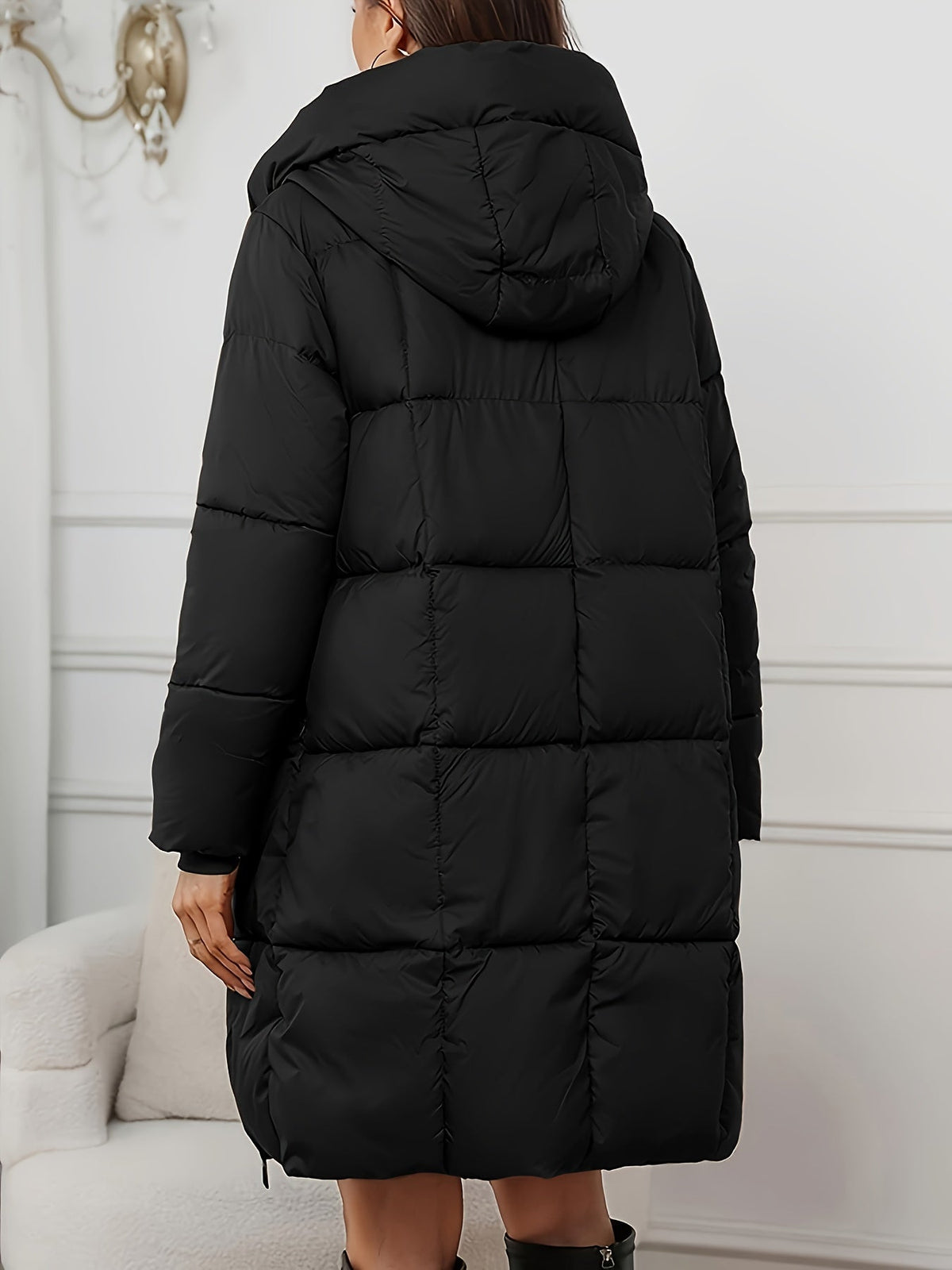 Women's Hooded Longline Quilted Puffer Coat-Women's Coats & Jackets-Bellmaren-Reddish Brown-S-My Store