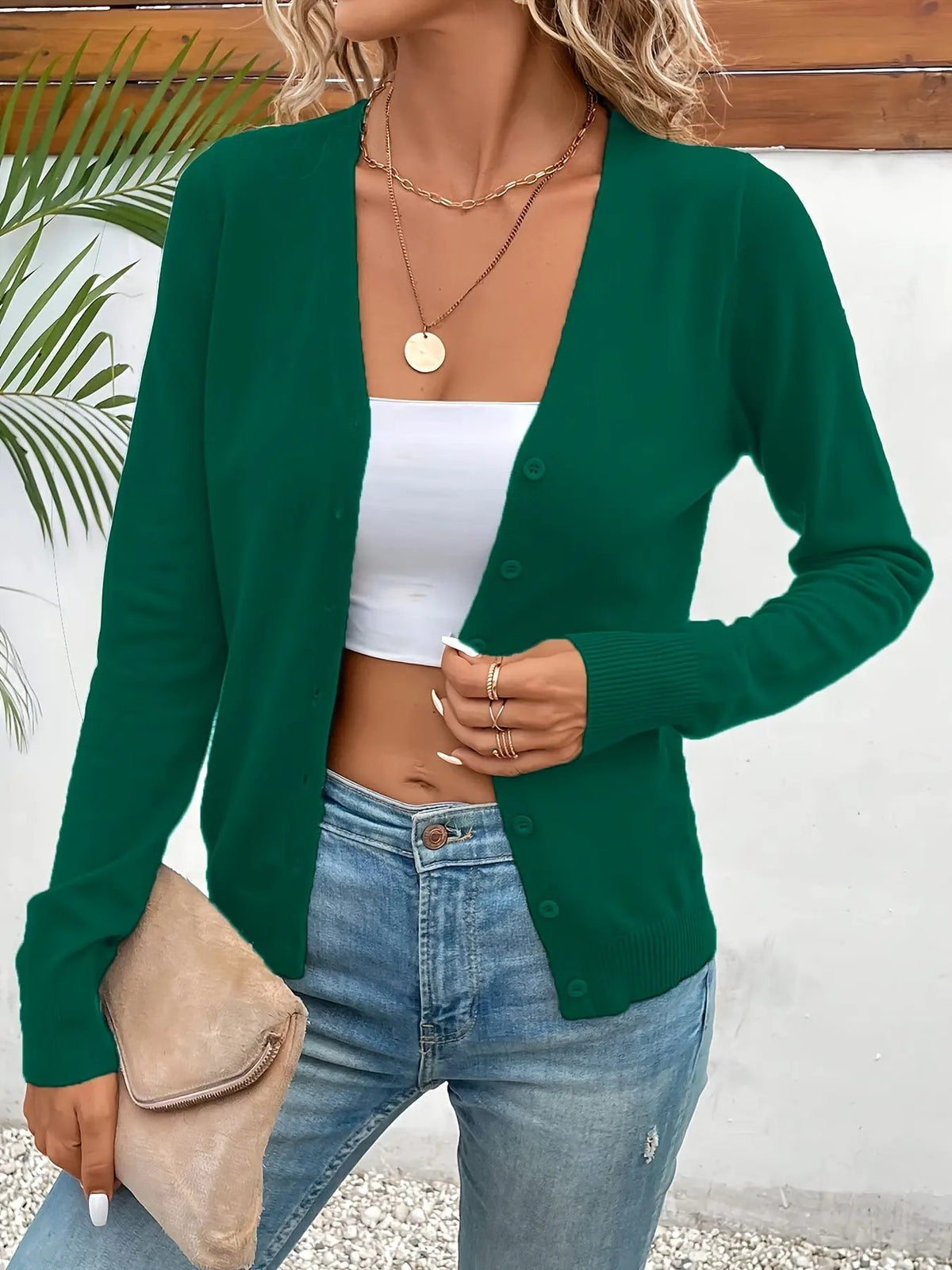 Women's Lightweight Cardigan with Classic Button-Front Closure by Bellmaren