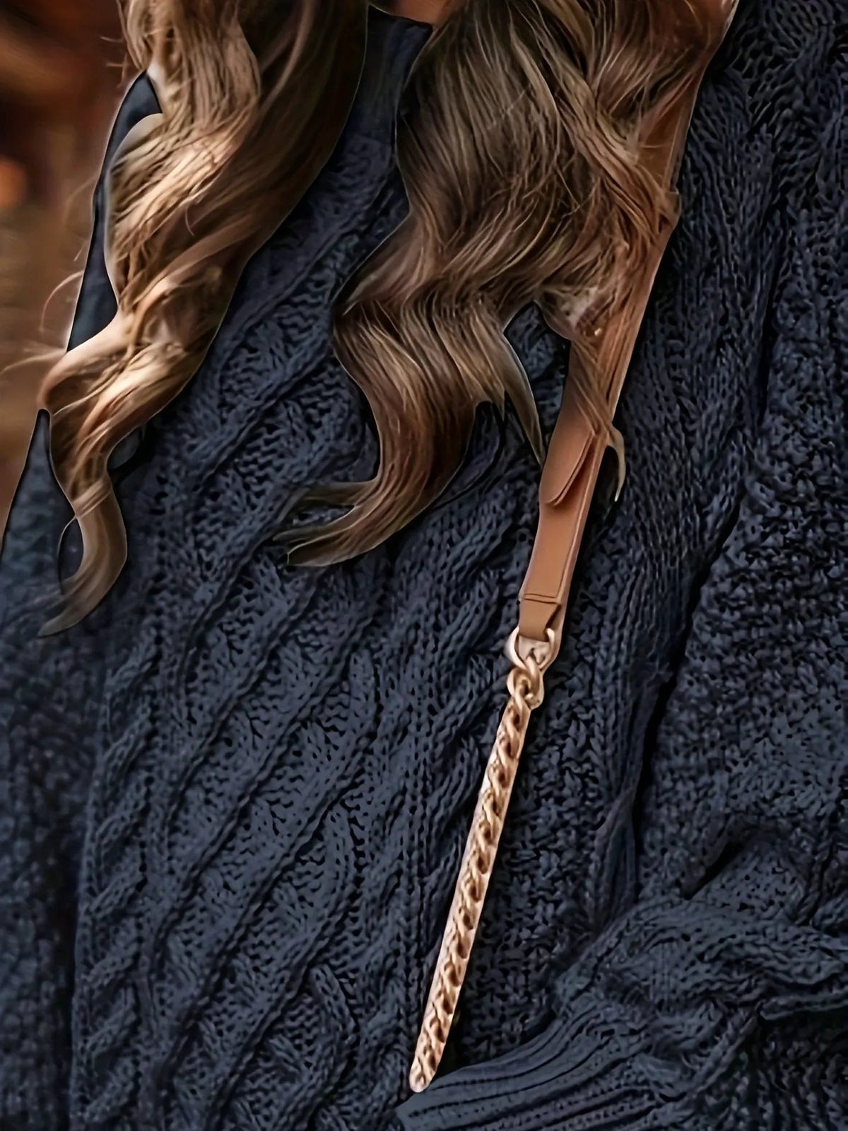 Women's Cable-Knit Sweater Dress Crew Neck Relaxed Silhouette-Women's Dresses-Bellmaren-Black-S-My Store