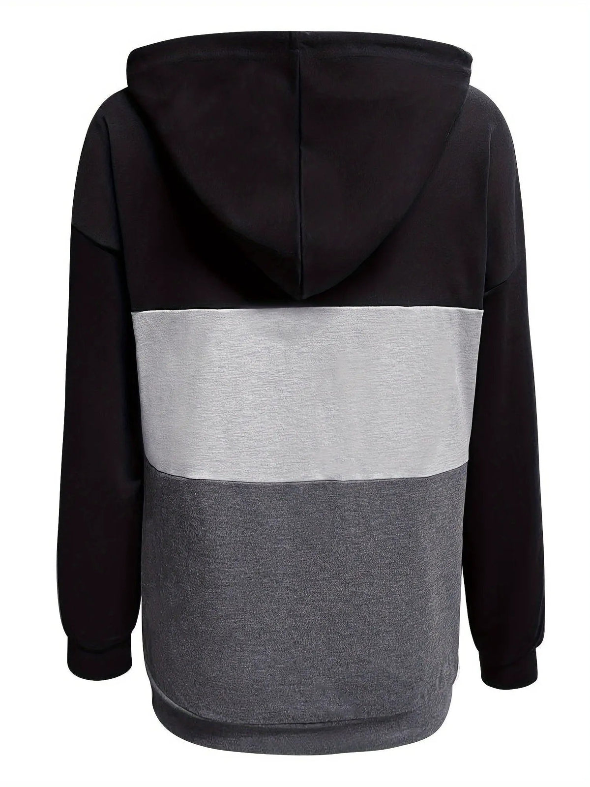 Women's Colour Block Hoodie with Button Neck-Women's Hoodies-Bellmaren-Black-S-My Store