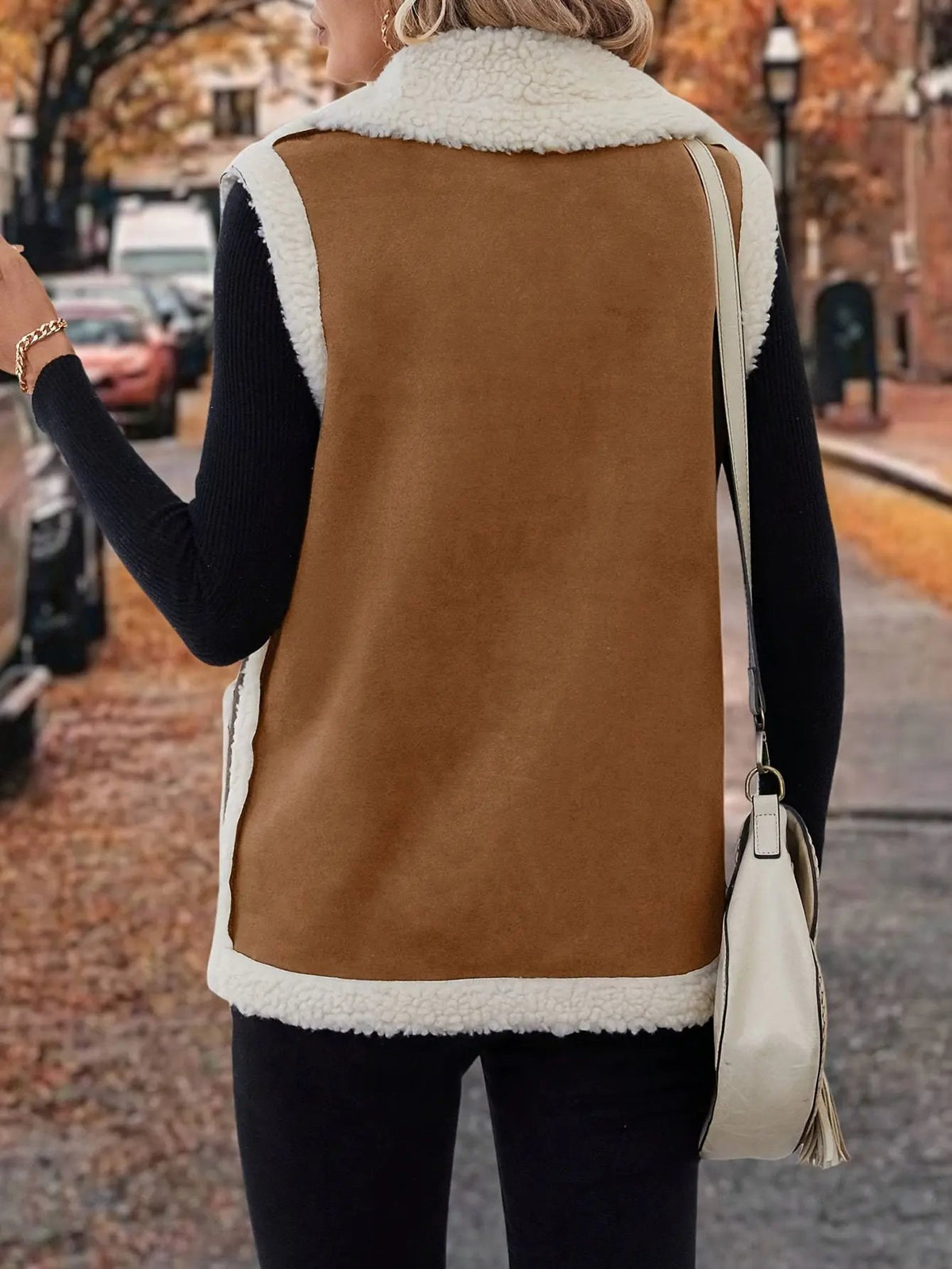 Women's Warm Lined Lapel Collar Sleeveless Vest-Women's Vests-Bellmaren-Rust-S-My Store