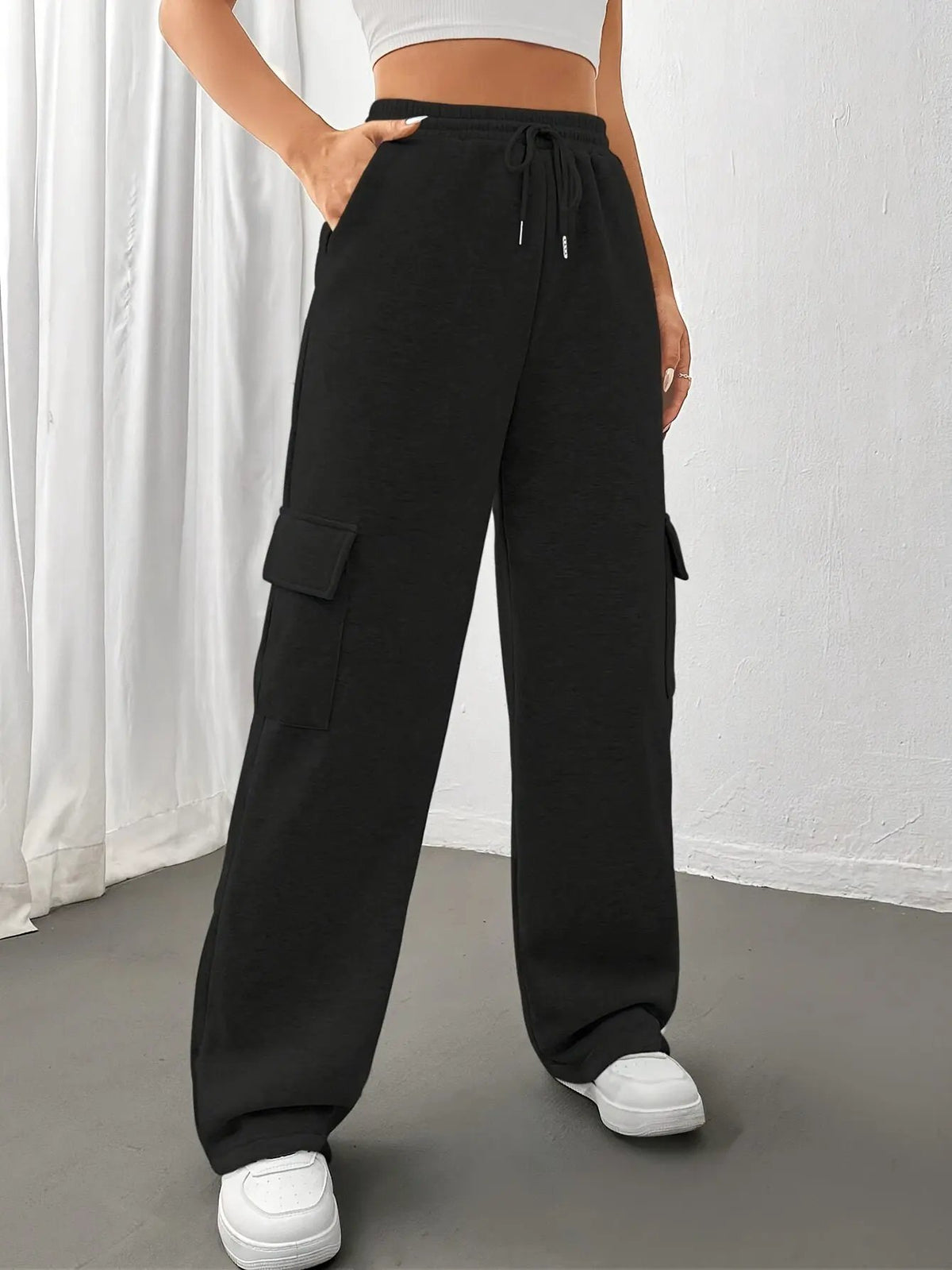 Women's Relaxed Cargo Sweatpants with Deep Pockets-Women's Trousers-Bellmaren-Light Grey-S-My Store