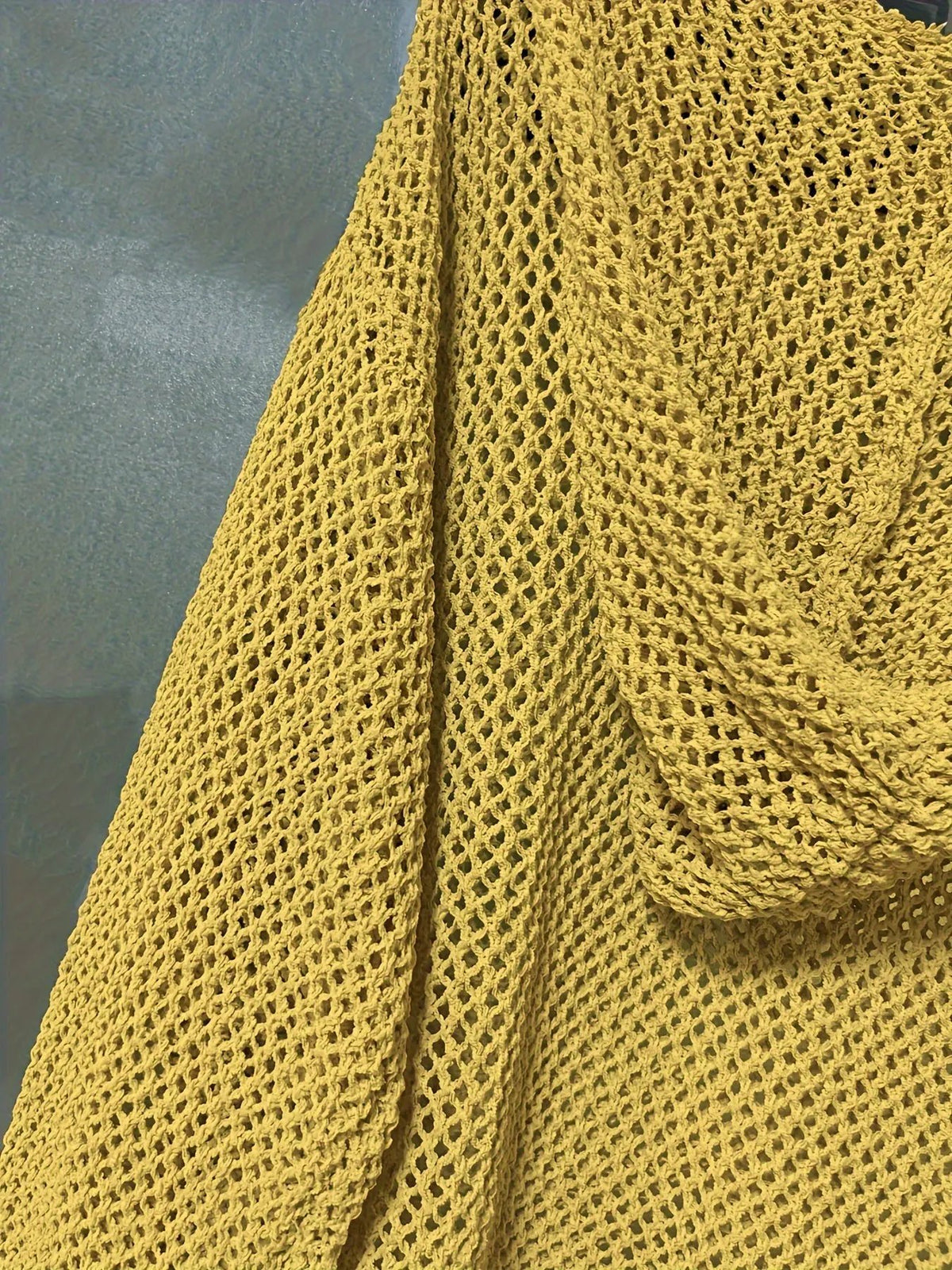 Women's Relaxed Open-Knit Hooded Sweater by Bellmaren