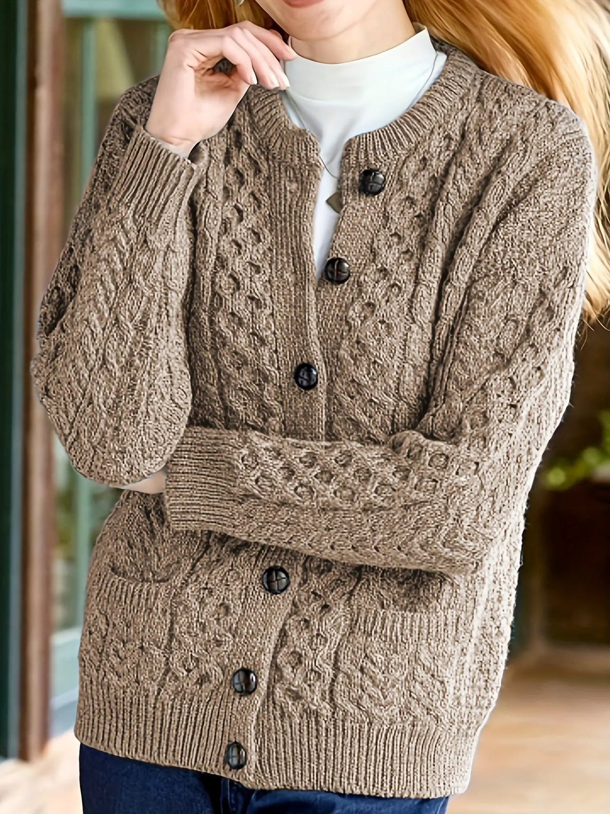 Fern | Textured Button-Front Cardigan by My Store