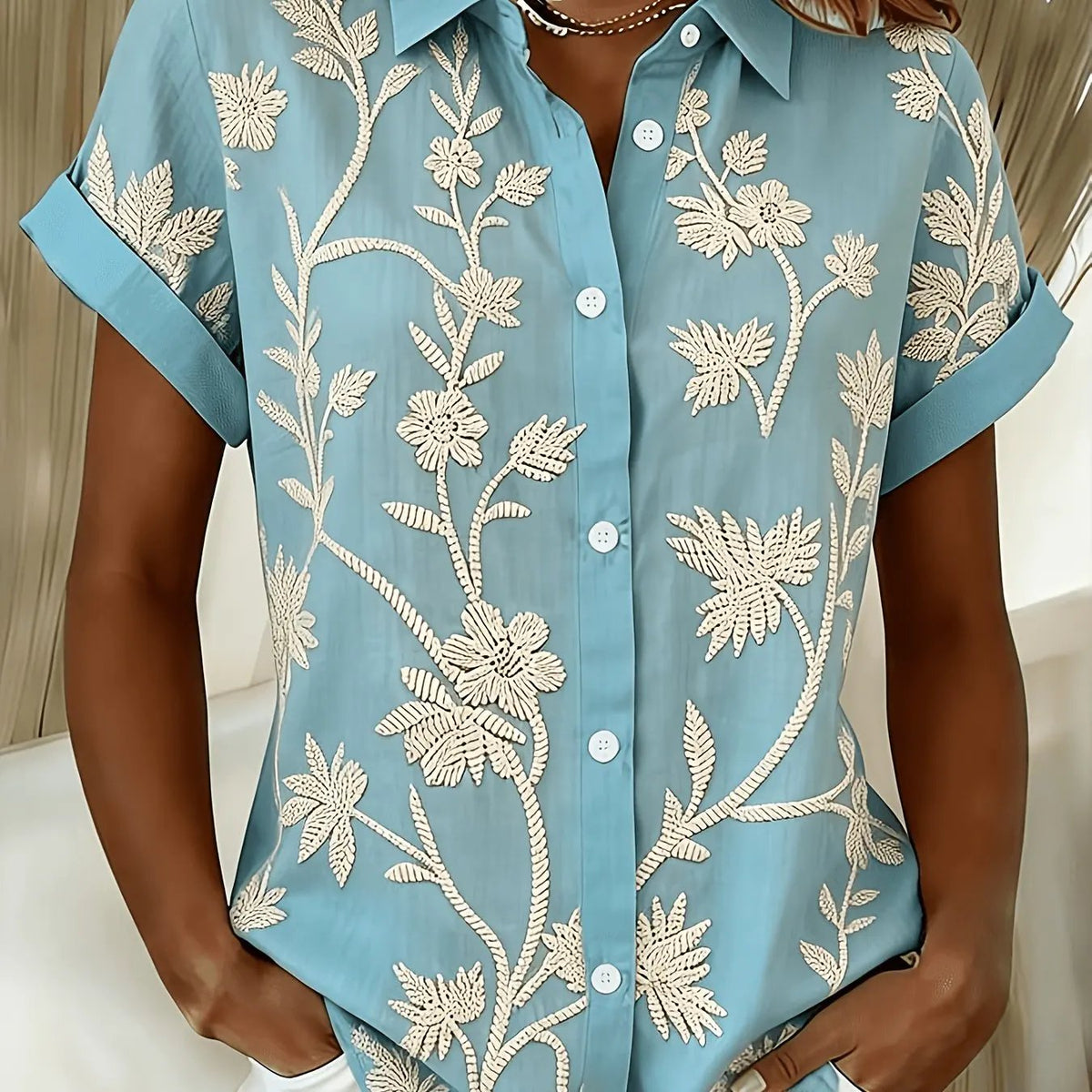 Regina | Botanical Print Shirt by My Store