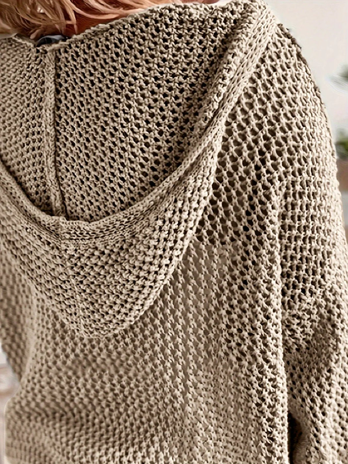 Women's Relaxed Open-Knit Hooded Sweater by Bellmaren