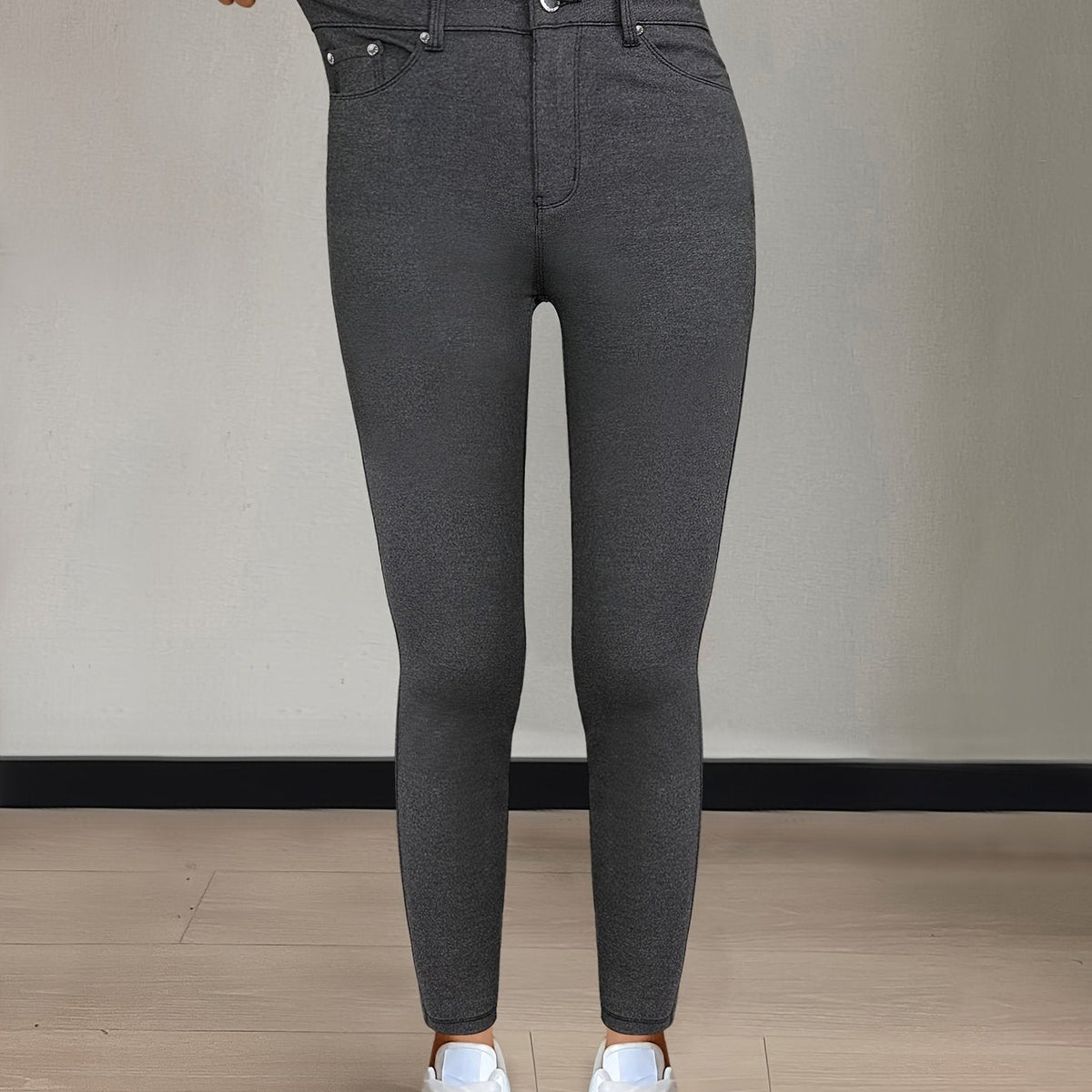 Women's High-Waist Skinny Jeans with Gentle Stretch-Women's Jeans-Bellmaren-Dark Gray-S-My Store