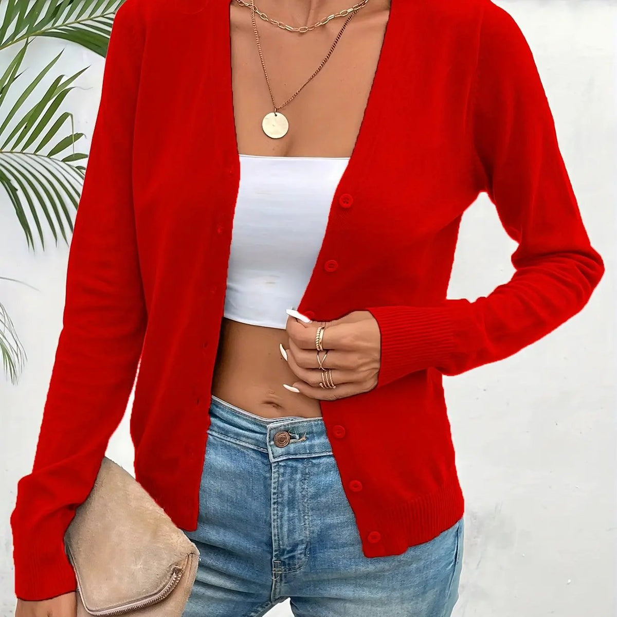 Women's Lightweight Cardigan with Classic Button-Front Closure by Bellmaren