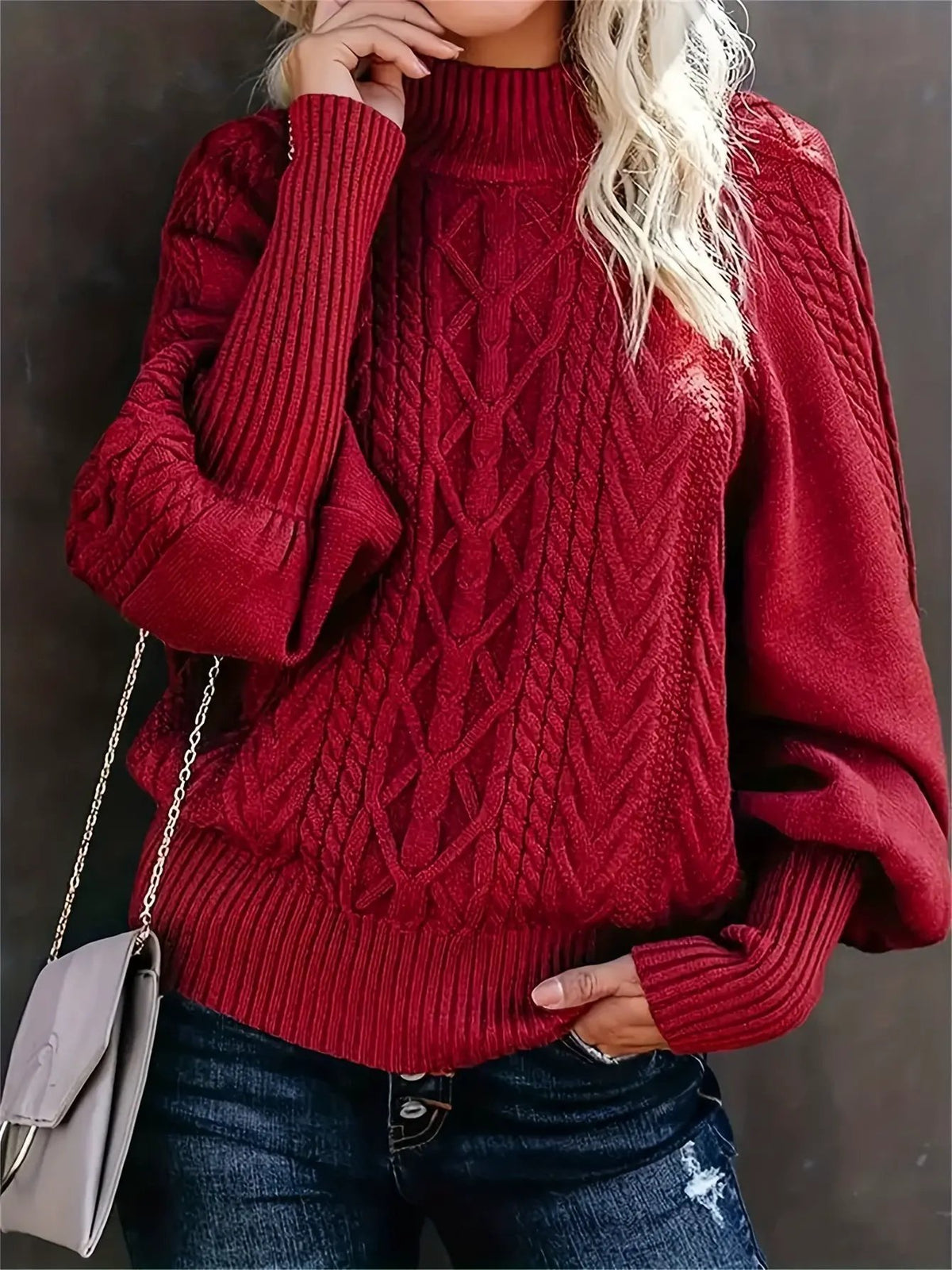 Women's Cream Cable-Knit Jumper Relaxed Fit-Women's Sweaters-Bellmaren-Black-S-My Store