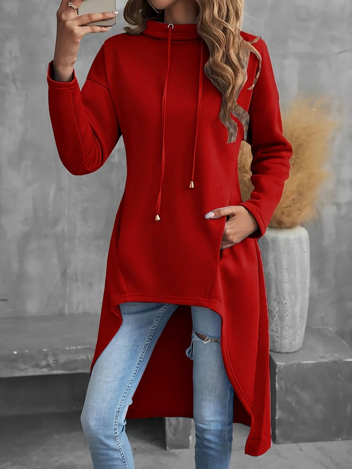 Tabitha | High-Low Drawstring Hoodie by My Store