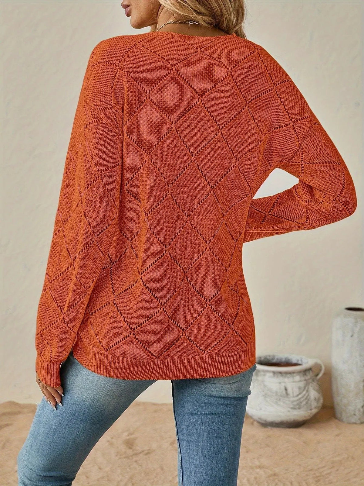 Camryn | Openwork V-Neck Sweater by My Store
