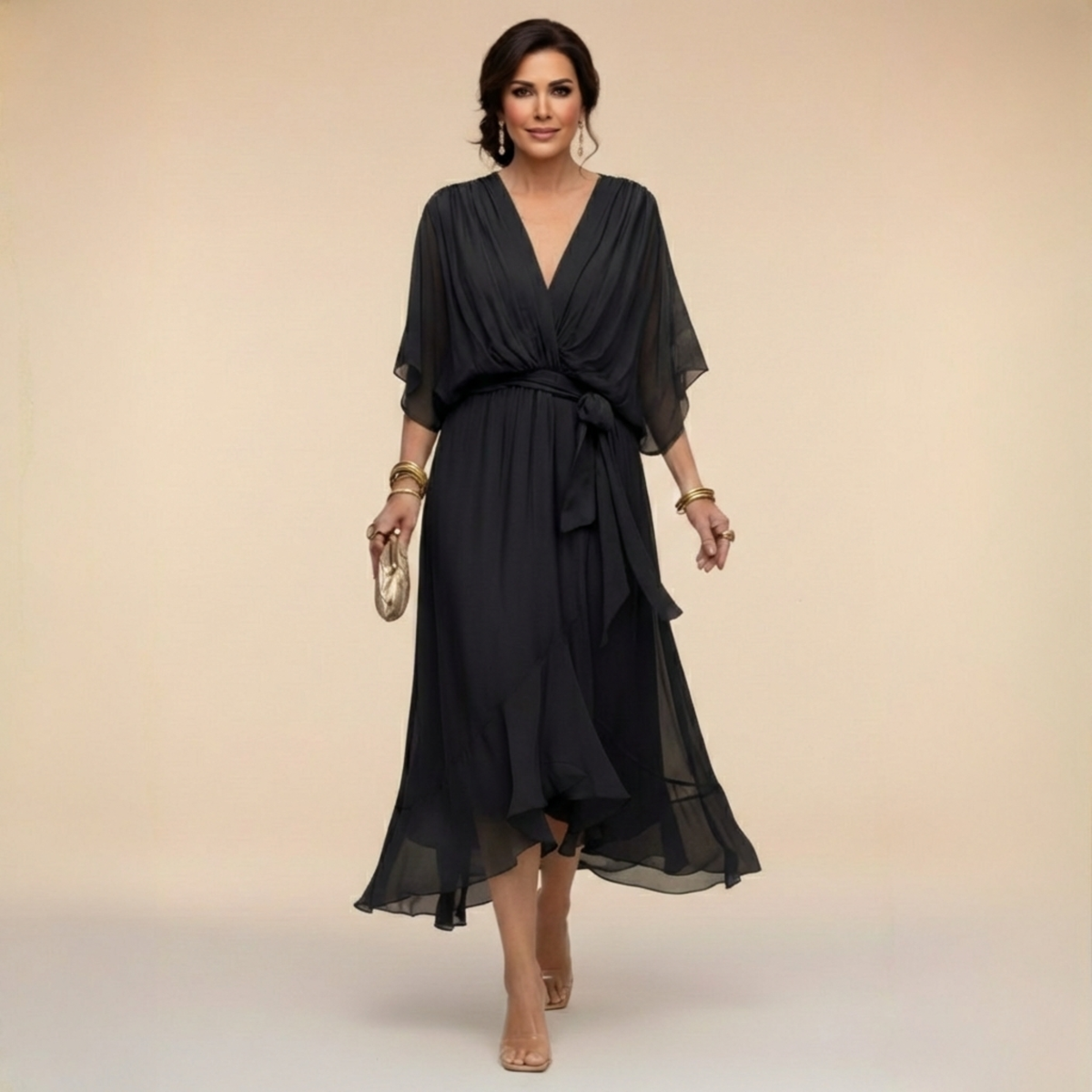 Abigail | Stylish Chiffon V-Neck Dress by My Store