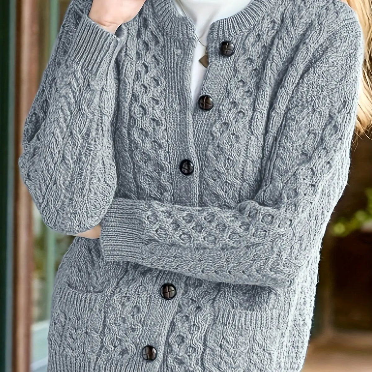 Fern | Textured Button-Front Cardigan by My Store
