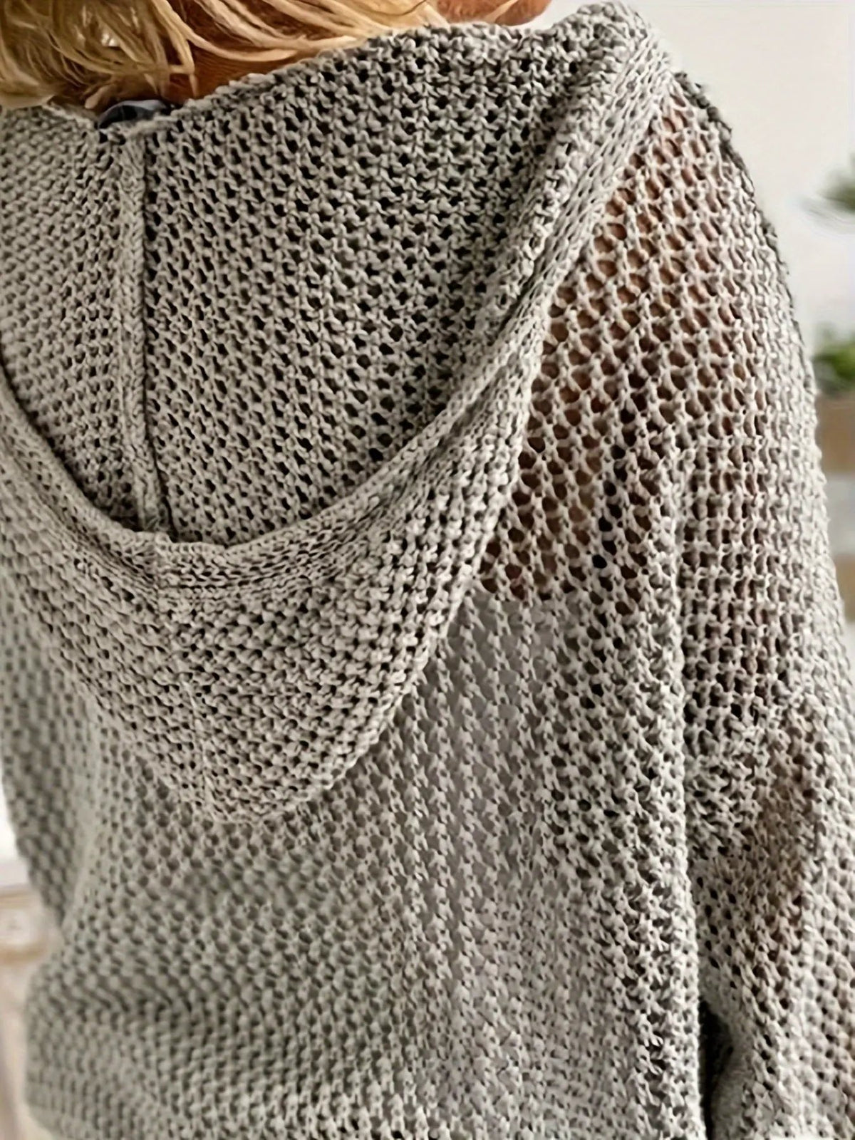 Women's Relaxed Open-Knit Hooded Sweater by Bellmaren